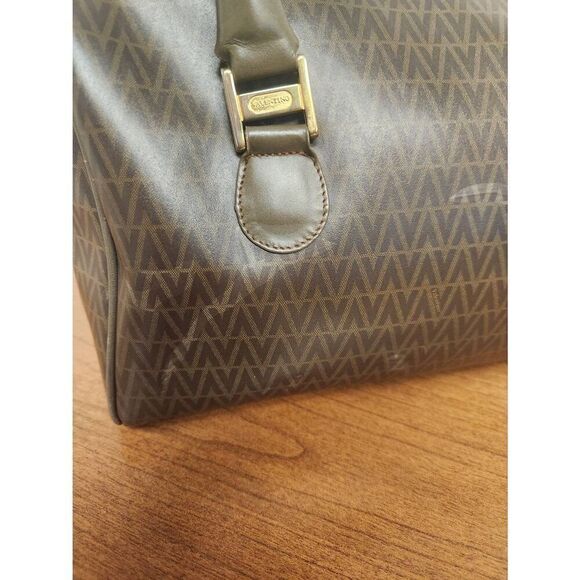 Mario Valentino AUTHENTIC Boston Bag MV Mark Gold Pvc Brown (PF) - Picture 4 of 15
